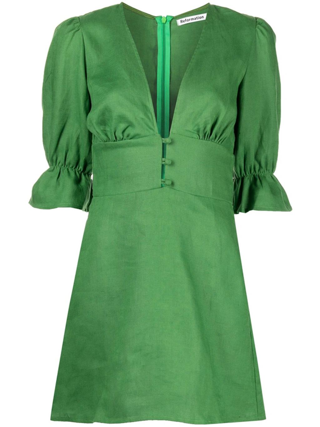 simi linen dress reformation Reformation Simi Linen Dress In Green