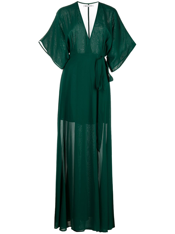 Reformation Winslow Wrap Dress In Emerald | ModeSens