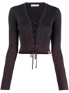 SSHEENA LACE-UP RIBBED CARDIGAN