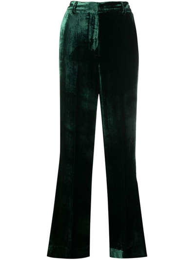 P.a.r.o.s.h Velvet Wide-leg Trousers In Blues And Greens