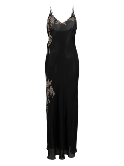 Carine Gilson Long Calais-caudry Lace Nightgown In Black