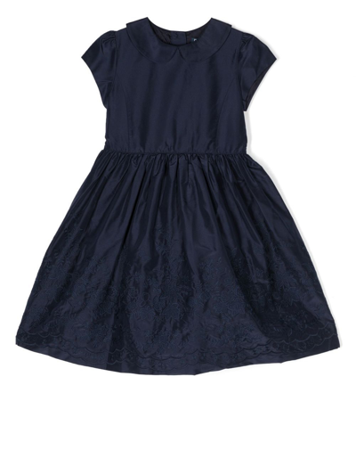 Ralph Lauren Kids' Embroidered-design Short-sleeved Dress In Blue