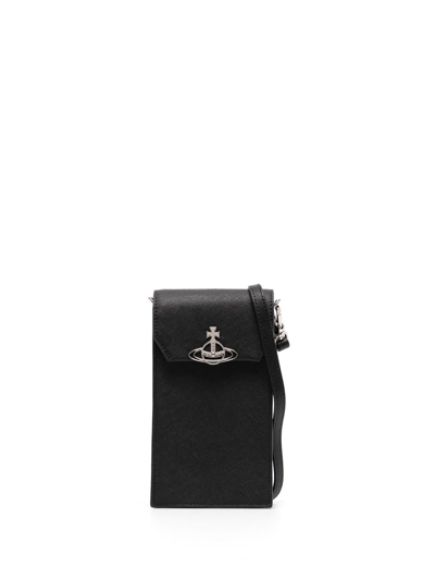 Vivienne Westwood Orb-plaque Leather Phone Pouch In Black
