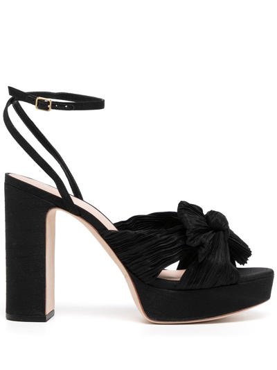 Loeffler Randall Natalia Pleated Bow Platform Sandals In Black