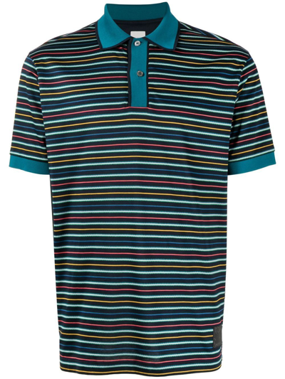 Paul Smith Striped Short-sleeve Polo-shirt In Midnight Blue