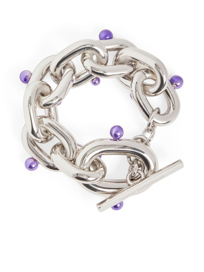 Rabanne Xl Pearl-embellished Chain-link Bracelet In Silver