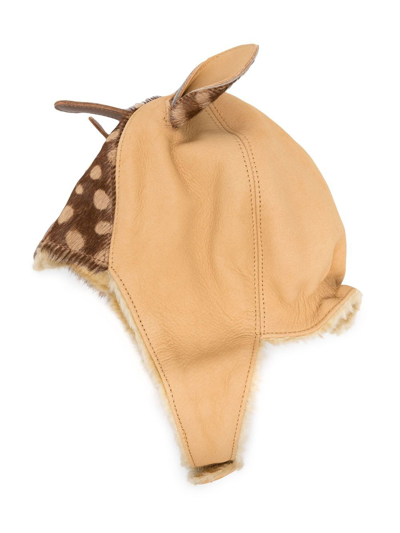 Donsje Kids' Giraffe-face Leather Hat In Brown