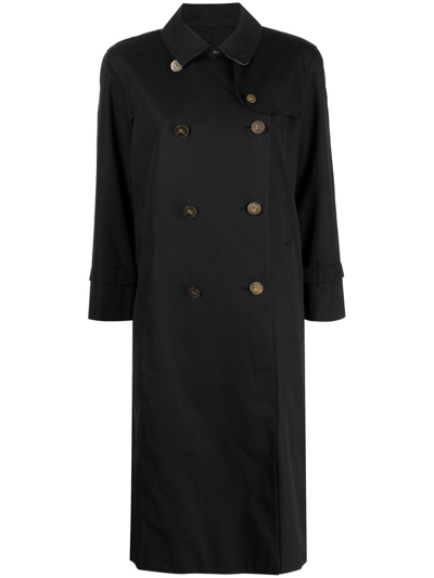 Pre-owned Burberry 1990-2000s Embossed-buttons Double-breasted Trench Coat In Black