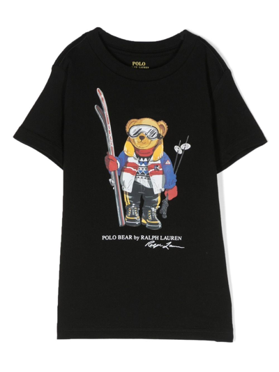 Ralph Lauren Kids' Polo Bear-print Short-sleeve T-shirt In Black