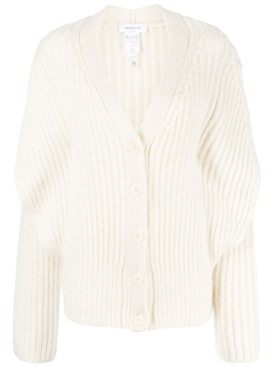 Fabiana Filippi Drop-shoulder Rib-knit Cardigan In Beige