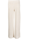 Fabiana Filippi Rib-knit Wide-leg Trousers In White