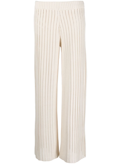 Fabiana Filippi Rib-knit Wide-leg Trousers In Panna