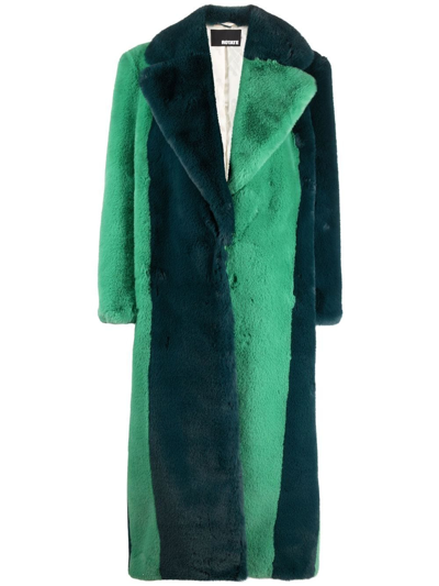 Rotate Birger Christensen Colourblock Coat Faux Fur In Green