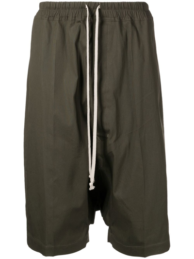 Rick Owens Drop-crotch Bermuda Shorts In Green
