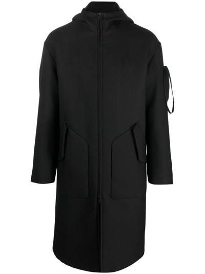 Hevo Hooded Parka Coat In Black