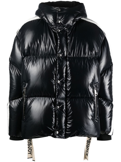 Khrisjoy Puff Track Striped Down-filled Jacket In Black