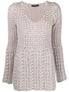 Marco Rambaldi Multicolor Braided Knitted Mini Dress In Blue