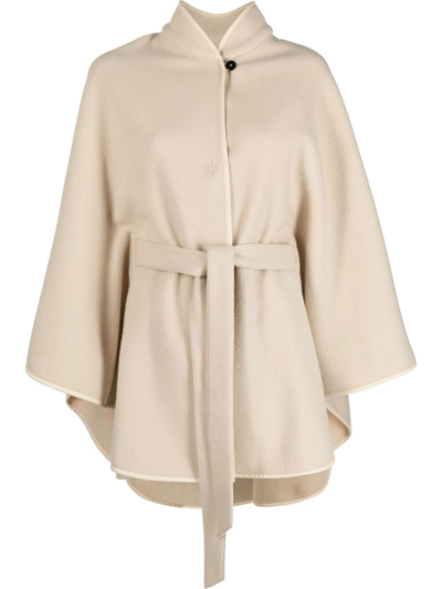 Forte Forte Wool And Cashmere Belted Cape In Beige