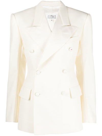 Maison Margiela Double-breasted Blazer In 101 Off White