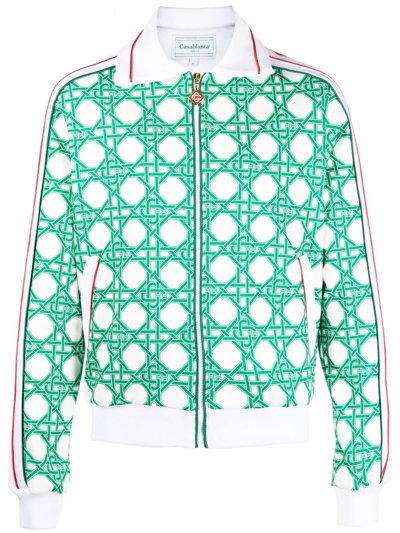 Casablanca Wool-blend Monogram Denim Jacket In Green