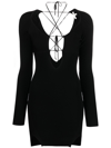 Nensi Dojaka Keyhole Front-split Knitted Mini Dress In Black