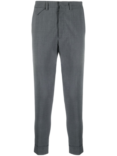 Low Brand Melange-effect Tailored Trousers In Grey