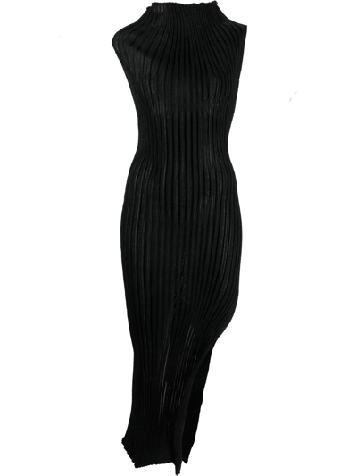 A. Roege Hove Ara Funnel Neck Sleeveless Knit Midi Dress In Black