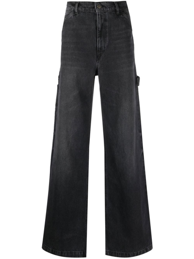 Courrèges Wide-leg Tailored Trousers In Schwarz