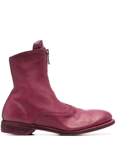 Guidi Zip-up Leather Ankle Boots In Pink