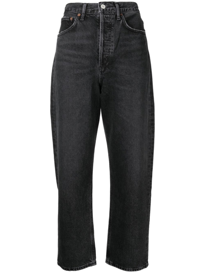 Agolde Luna Curved Leg Jeans In Black