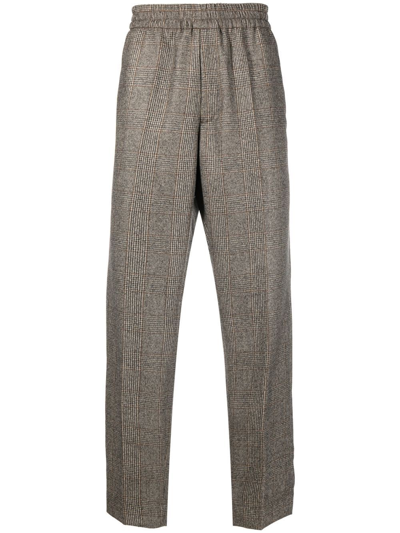 Etudes Studio Houndstooth-check Wool Trousers In Brown