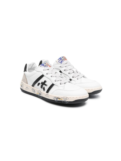 Premiata Kids' Logo-patch Lace-up Sneakers In White