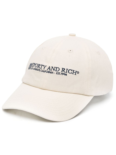 Sporty And Rich Logo-embroidered Cap In Neutrals