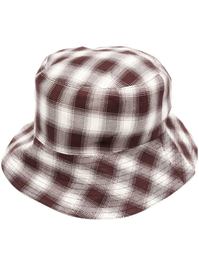 Bode Checked Bucket Hat In Brown