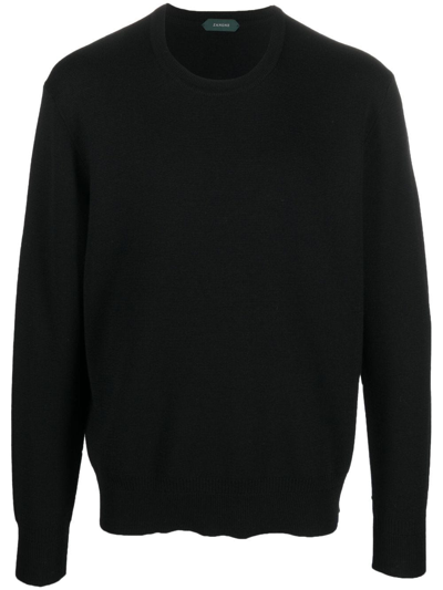 Zanone Crew-neck Long-sleeve Jumper In Schwarz