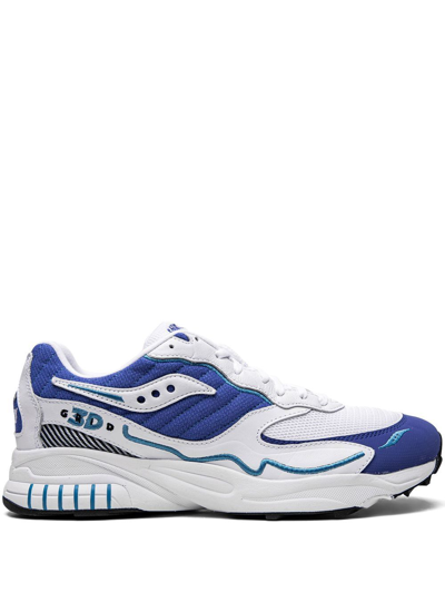 Saucony 3d Grid Hurricane Sneakers In White/ Royal
