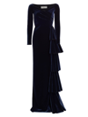 Chiara Boni La Petite Robe Women's Trinity Velvet Ruffle Gown In Blu Notte