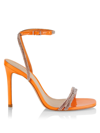 Schutz Women's Altina Crystal-embellished Ankle-strap Sandals In Bright Tangerine