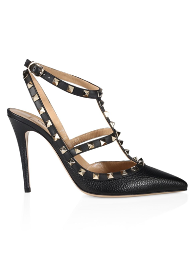 Valentino Garavani Women's Core Rockstud Leather Slingback Pumps In Black