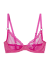 Fleur Du Mal Sheer Tulle Underwire Demi Bra In Wild Pink