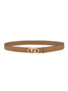 Fendi Women's Ff Logo Leather Belt In Brown