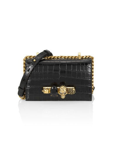 Alexander Mcqueen Women's Mini Jewelled Satchel In Leather In Black