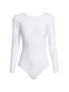 Spanx Women's Long Sleeve Scoop Bodysuit In White