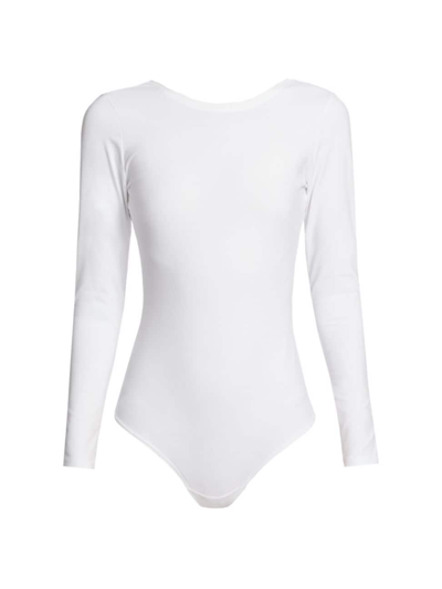 Spanx Women's Long Sleeve Scoop Bodysuit In White