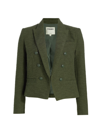 L Agence Brooke Double-breasted Crop Blazer In Dark Moss