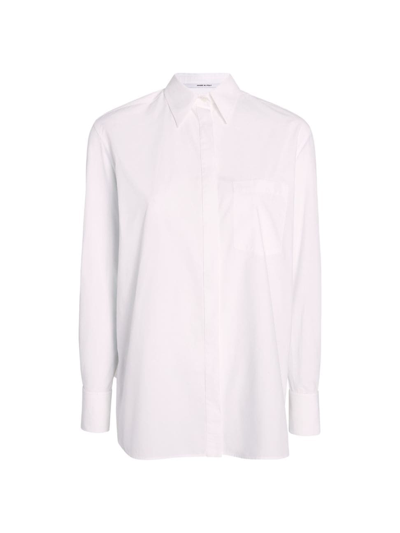Another Tomorrow Women's Cotton Oversized Shirt In White