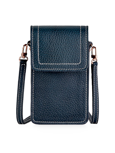 Gigi New York Liv Phone Pebble Leather Crossbody Bag In Navy