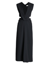 Victoria Beckham Women's Twisted V-neck Midi-dress In Black