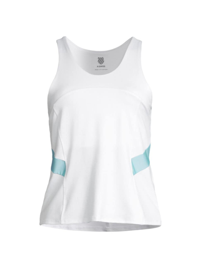 K-swiss Women's Scoopneck Colorblocked Tank In White Multi