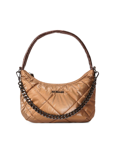 Mz Wallace Women's Small Bowery Quilted Nylon Shoulder Bag In Copper